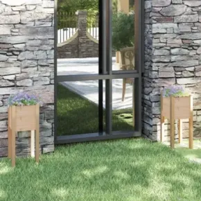 Jardiniere Grădină Lemn Masiv - Set 2 Bucăți 2