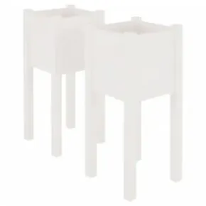 Jardiniere Grădină Lemn Masiv Pin - 2 bucăți - Alb