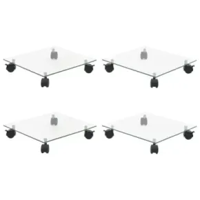 Suporturi cu Role pentru Plante - 4 buc, Sticlă Securizată