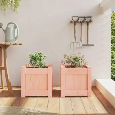 Jardiniere Grădină Lemn Masiv - 2 bucăți - Decor Exterior