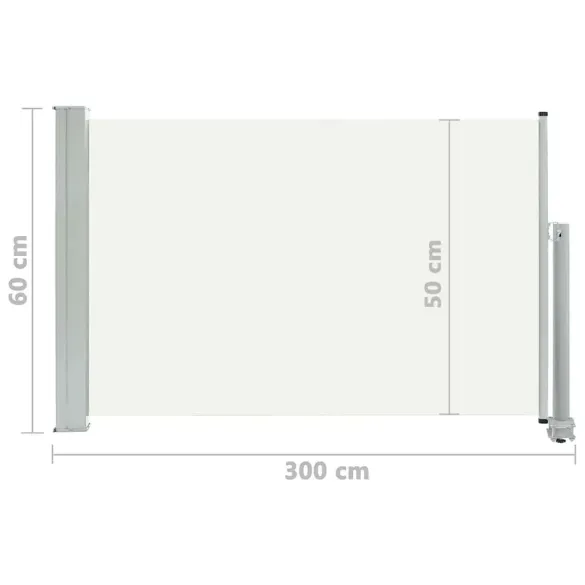 Copertină Laterală Retractabilă Terasă - Crem 60x300 cm