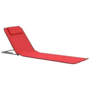 Saltele Plajă Pliabile Roșu - Set 2 Bucăți - Oțel și Textil 2
