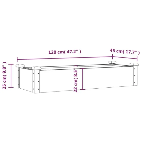 Strat Grădină Înălțat Lemn Brad 120x45x25 cm | Livrare Gratuită