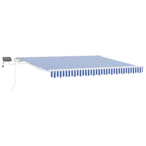 Cortină Retractabilă Manuală Exterior - Albastru-Alb 3.5x2.5m 2