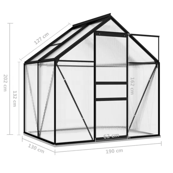 Seră Antracit Aluminiu 2,47 m² - Livrare Gratuită Seră Antracit Aluminiu 2,47 m² - Livrare Gratuită