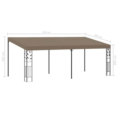 Pavilion montat pe perete gri taupe 6x3m - Livrare gratuita