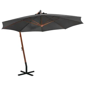 Umbrelă Consolă Grădină - Antracit - 3,5x2,9 m - Lemn Brad