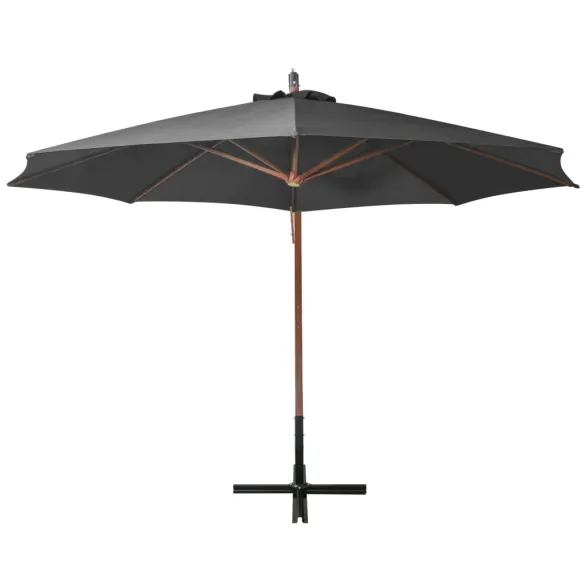 Umbrelă Consolă Grădină - Antracit - 3,5x2,9 m - Lemn Brad