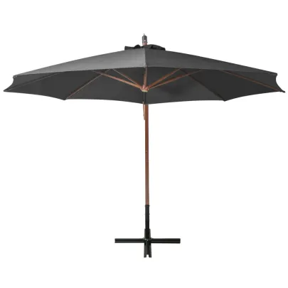 Umbrelă Consolă Grădină - Antracit - 3,5x2,9 m - Lemn Brad
