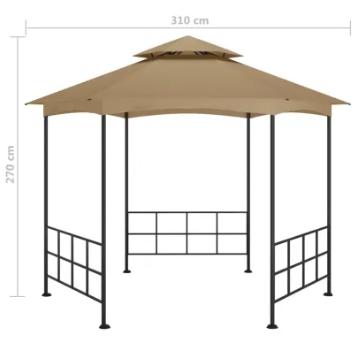 Pavilion Exterior cu Pereți Laterali - Gri Taupe 3,1x2,7m
