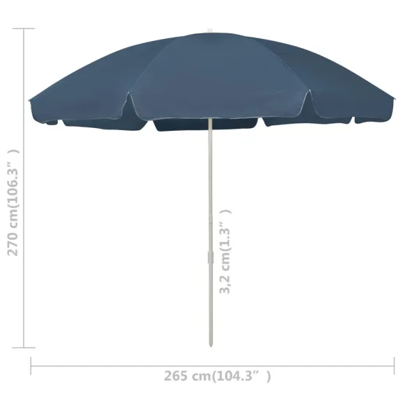 Umbrelă de Plajă 300 cm Albastră - Livrare Gratuită