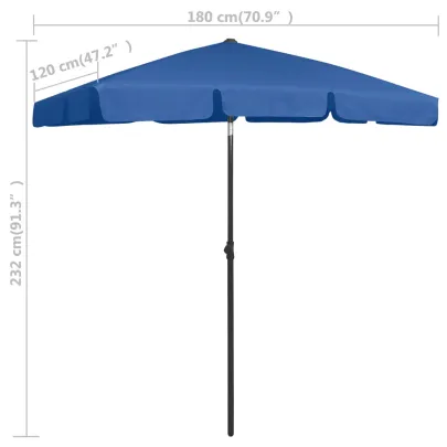 Umbrelă de plajă albastru azuriu - Protecție UV | Livrare gratuită