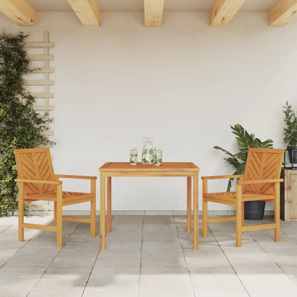 Set Dining Exterior Lemn Acacia | Masă și 2 Scaune Set Dining Exterior Lemn Acacia | Masă și 2 Scaune