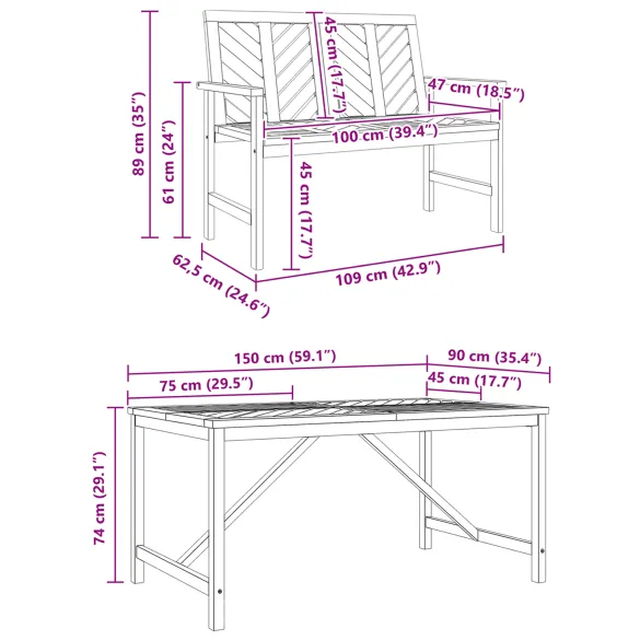Set Masă Grădină Lemn Acacia Masiv - Livrare Gratuită