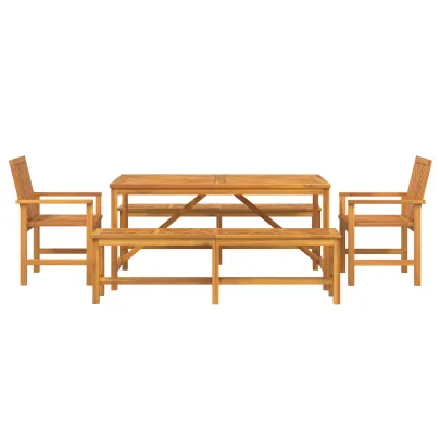 Set Dining Grădină Lemn Acacia Masiv - Masă + 4 Scaune