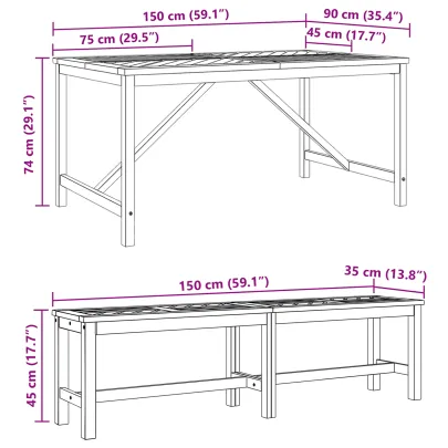 Set Masă Grădină Lemn Acacia | 6 Locuri | Livrare Gratuită