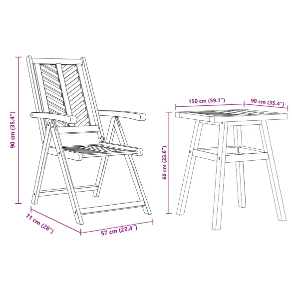 Set Bistro Grădină 3 pcs Lemn Acacia Masiv - Livrare Gratuită