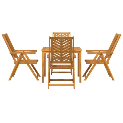 Set Masă Grădină 5 Piese Lemn Acacia Solid | Livrare Gratuită