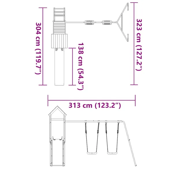 Set de joacă exterior lemn pin impregnat | Livrare gratuită