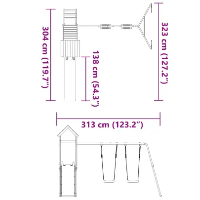 Set de joacă exterior lemn pin impregnat | Livrare gratuită