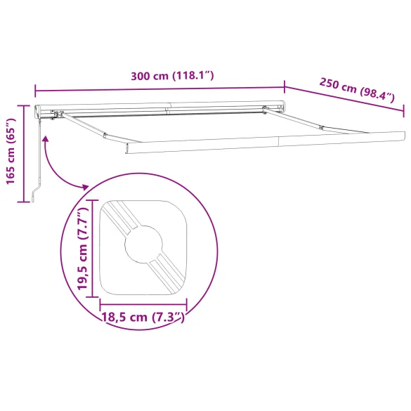 Marchiză Manuală Retractabilă Crem 300x250 cm - Umbră Exterioară