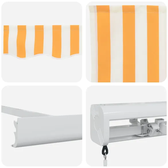 Marchiză retractabilă manuală 300x250 cm - Galben și alb