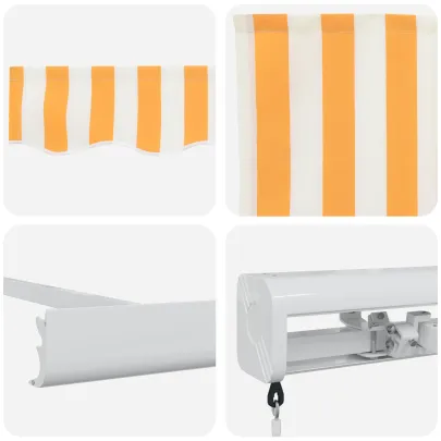 Marchiză retractabilă manuală 300x250 cm - Galben și alb