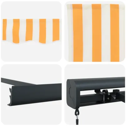 Marchiză Retractabilă Manuală Galben-Albă 300x250 cm