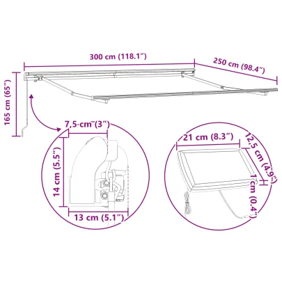 Marchiză Retractabilă cu LED pentru Exterior 300x250 cm