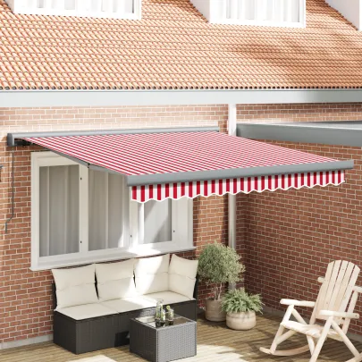 Marchiză Exterior Retractabilă 300x250 cm - Dungi Roșii-Albe