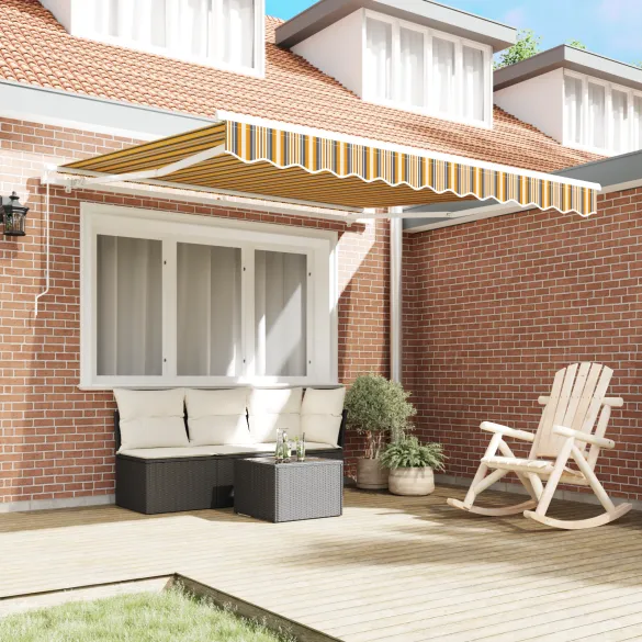 Marchiză Retractabilă Exterior Dungi Multicolore 300x250 cm