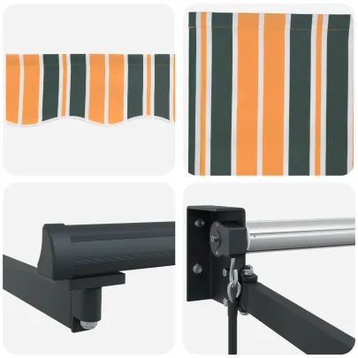 Marchiză Retractabilă Manuală 300x250 cm - Verzi și Galbenă