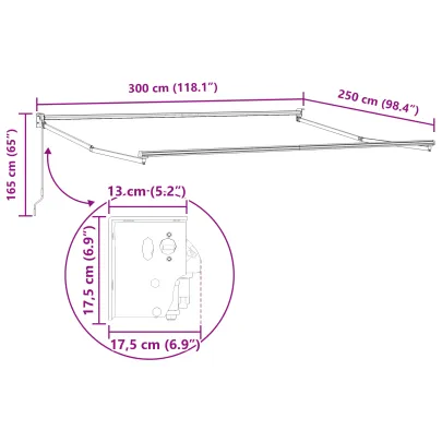Marchiză Retractabilă Manuală 300x250 cm - Verzi și Galbenă