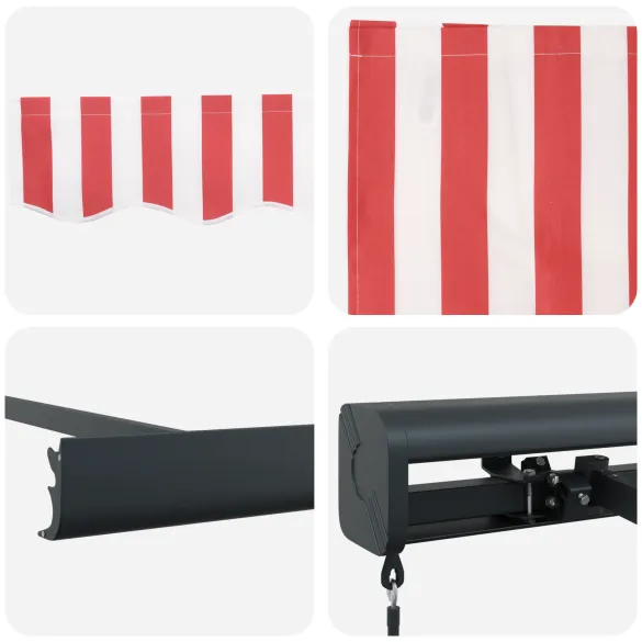 Marchiză Retractabilă Manuală Roșie-Albă 350x250 cm