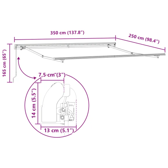 Marchiză Retractabilă Manuală Exterior 350x250 cm - UMBRĂ