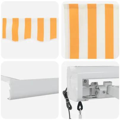 Marchiză Exterior Retractabilă Galben-Albă 400x300 cm