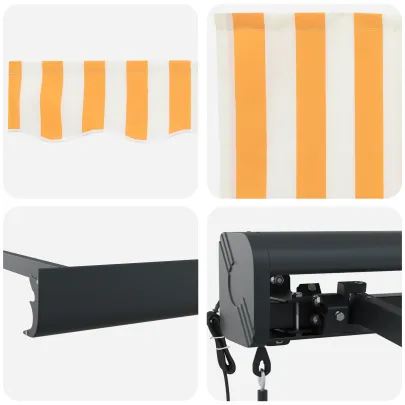 Marchiză Retractabilă Automată 400x300 cm Galben-Alb