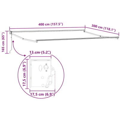 Marchiză Retractabilă 400x300 cm Portocaliu-Negru | Livrare Gratuită