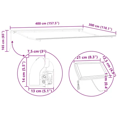 Marchiză Retractabilă cu LED Multicolor 400x300 cm