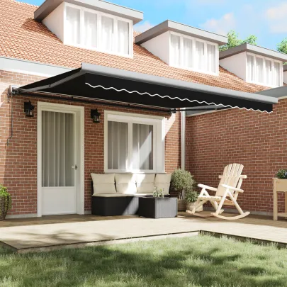 Marchiză Automată Retractabilă 4x3 m Negru | Protecție Exterior