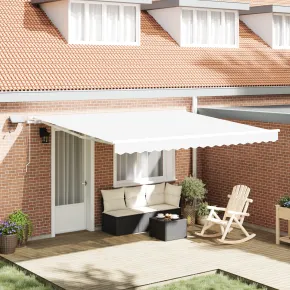 Marchiză Retractabilă cu LED Alb 400x300 cm | VidaXL