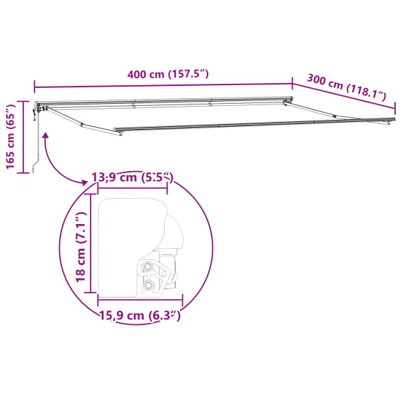 Marchiză Automată cu LED 400x350 cm | Livrare Gratuită