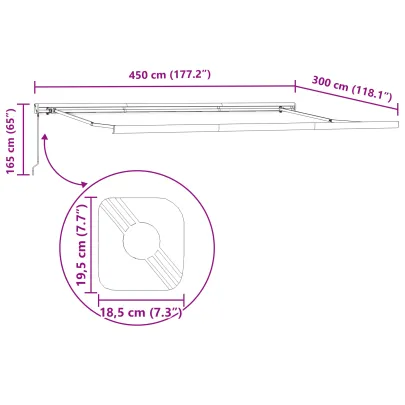 Marchiză Retractabilă Exterior 450x300 cm - Albastru-Alb