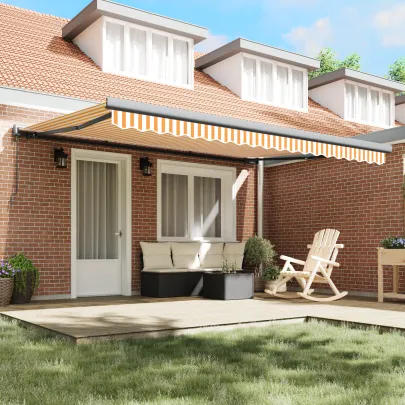 Marchiză Manuală Retractabilă 450x300 cm - Portocalie și Albă