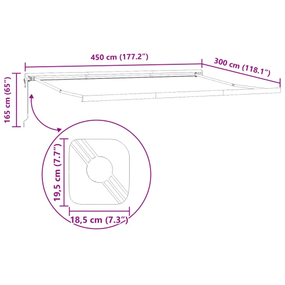 Marchiză retractabilă automată pentru terasă 450x300 cm