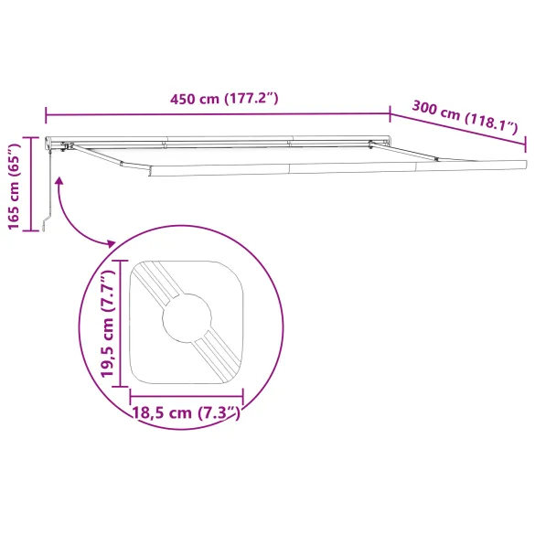 Marchiză Exterior Retractabilă Manual - Portocaliu/Marou 450x300 cm