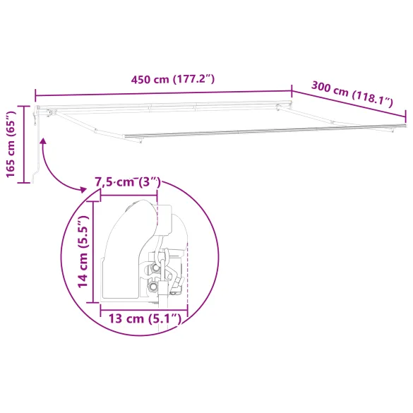 Marchiză Automată Retractabilă Exterior 450x300 cm
