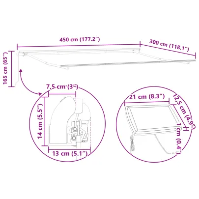 Cortină Retractabilă Manuală cu LED Multicolor 450x300 cm