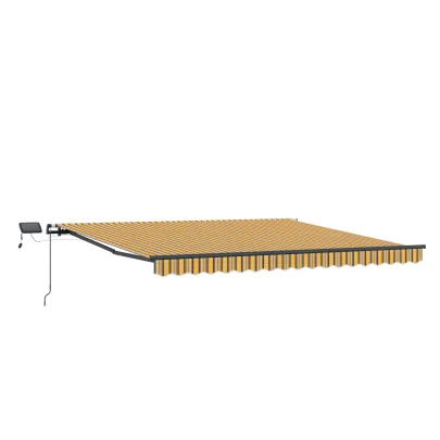 Marchiză LED retractabilă manual 450x300 cm - Dungi colorate