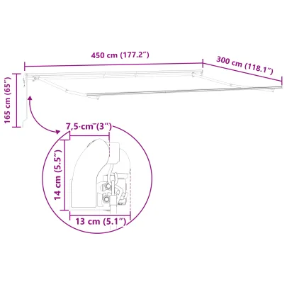 Marchiză Automată Retractabilă pentru Exterior 450x300 cm